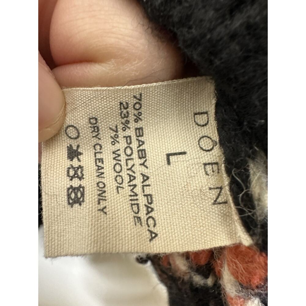 DOEN Size Lrg Black Field Sweater in Aberdeen Fair Isle Soft Baby Alpaca Blend - Picture 6 of 8